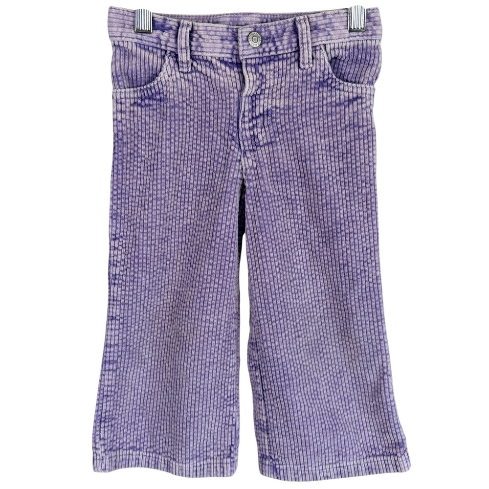 Cat & Jack Wide Leg Corduroy Pants Toddler 3T Purple Acid Wash Adjustable Waist